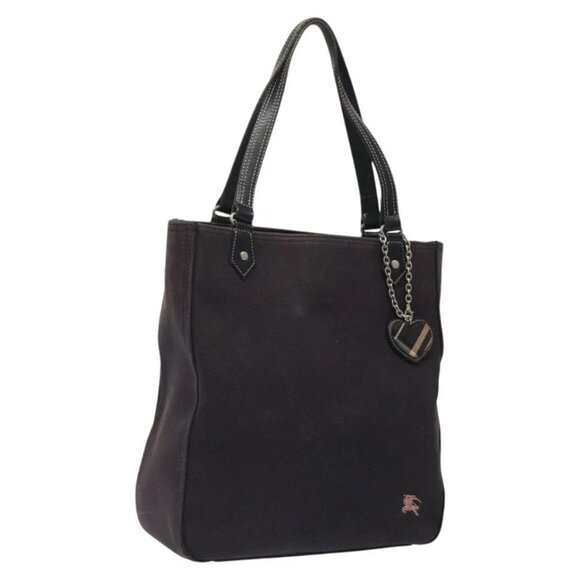 BURBERRY Hand Bag Canvas Black Silver Auth ti3087 - Picture 1 of 16